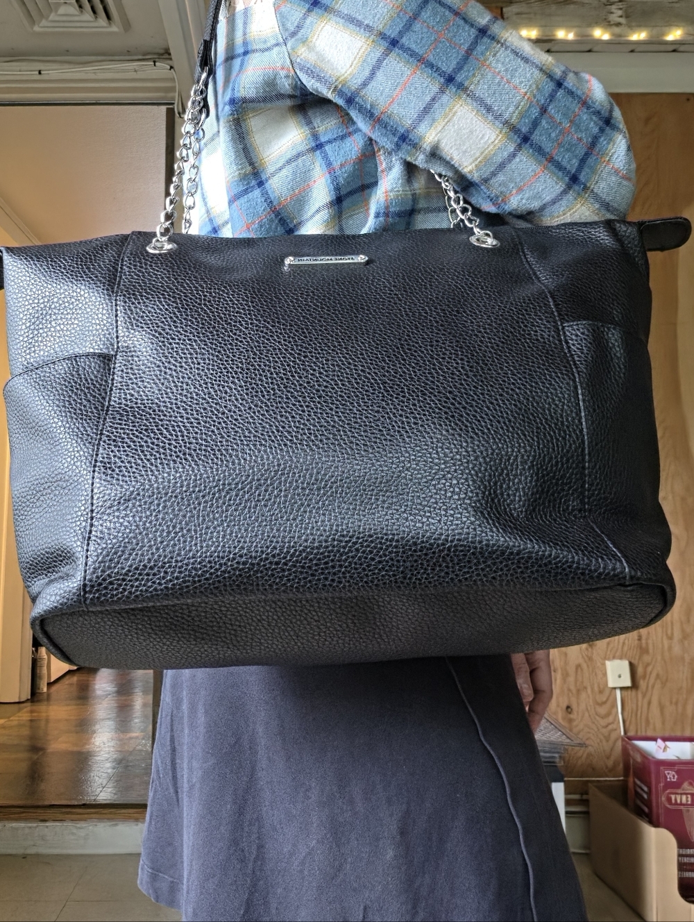 STONE MOUNTAIN Black Pebbled Large Tote with Over The Shoulder Straps *NWT* - Picture 11 of 12